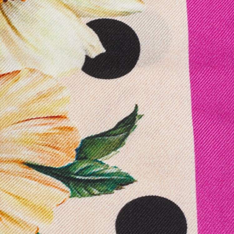 Pre Owned Dolce & Gabbana Pink Floral Print Silk Bandeau Scarf