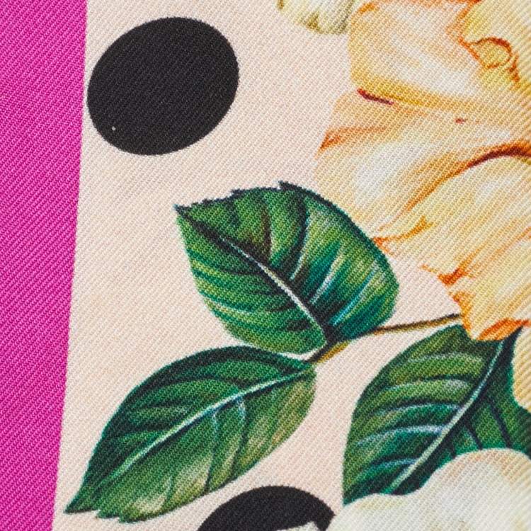 Pre Owned Dolce & Gabbana Pink Floral Print Silk Bandeau Scarf