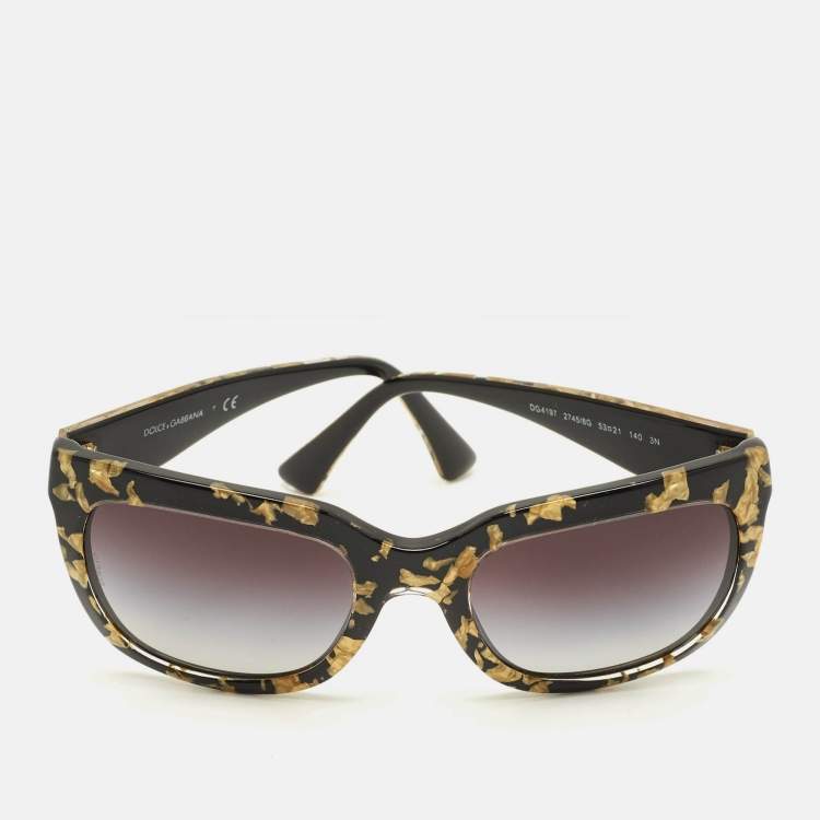 Pre Owned Dolce & Gabbana Black/Gold Gradient DG 4197 Square Sunglasses