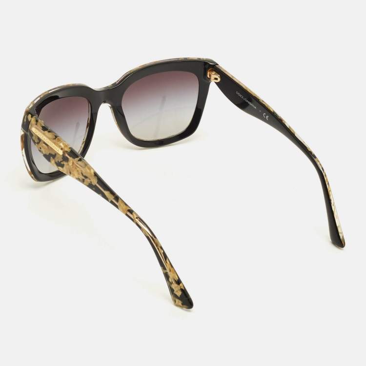 Pre Owned Dolce & Gabbana Black/Gold Gradient DG 4197 Square Sunglasses
