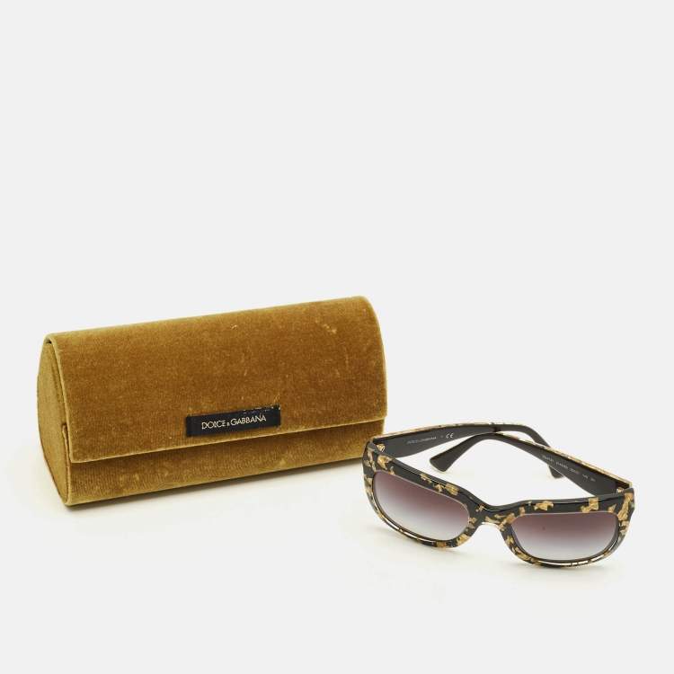 Pre Owned Dolce & Gabbana Black/Gold Gradient DG 4197 Square Sunglasses