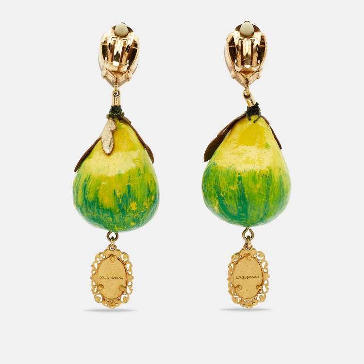 Pre Owned Dolce & Gabbana Crystal Fig Clip-On Earrings 