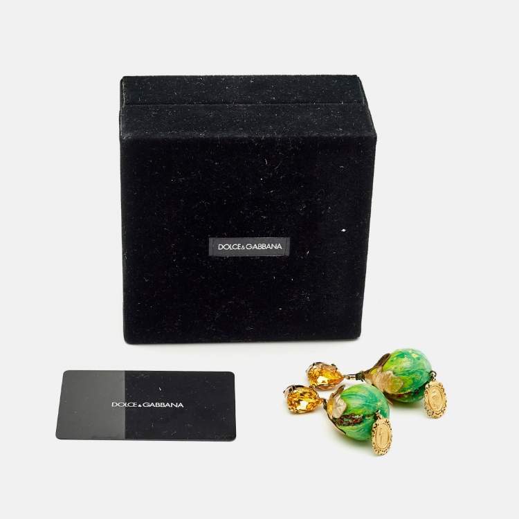 Pre Owned Dolce & Gabbana Crystal Fig Clip-On Earrings 