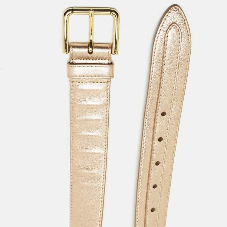 مملوكة مسبقًا Dolce & Gabbana 90 CM Buckle Belt Rose Gold Leather