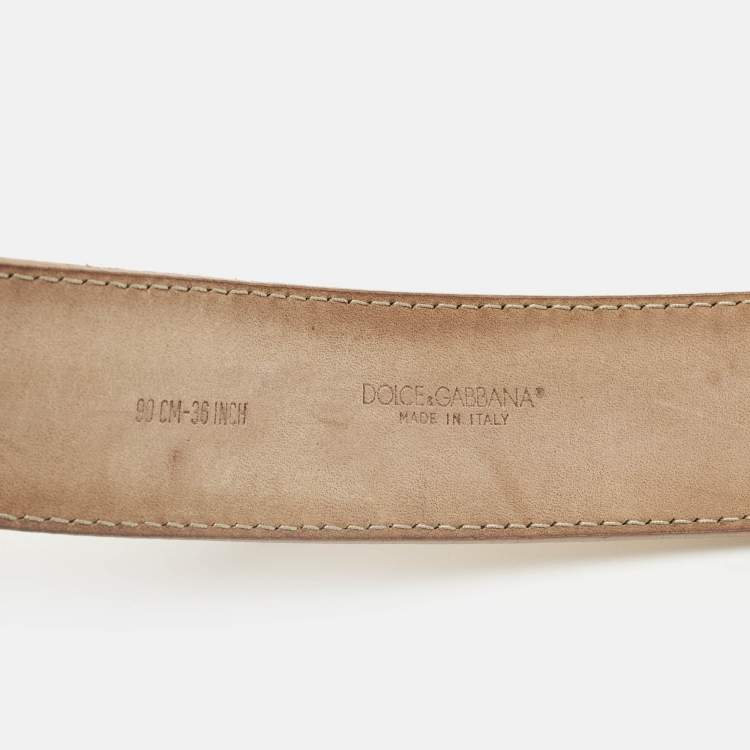 مملوكة مسبقًا Dolce & Gabbana 90 CM Buckle Belt Rose Gold Leather