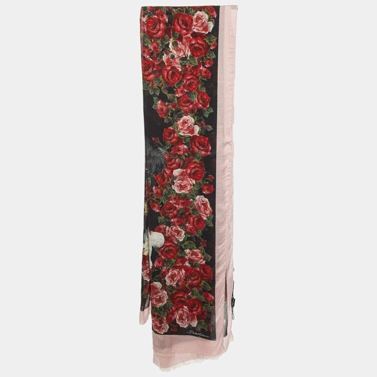Pre Owned Dolce & Gabbana Multicolor Floral Print Fabric Scarf