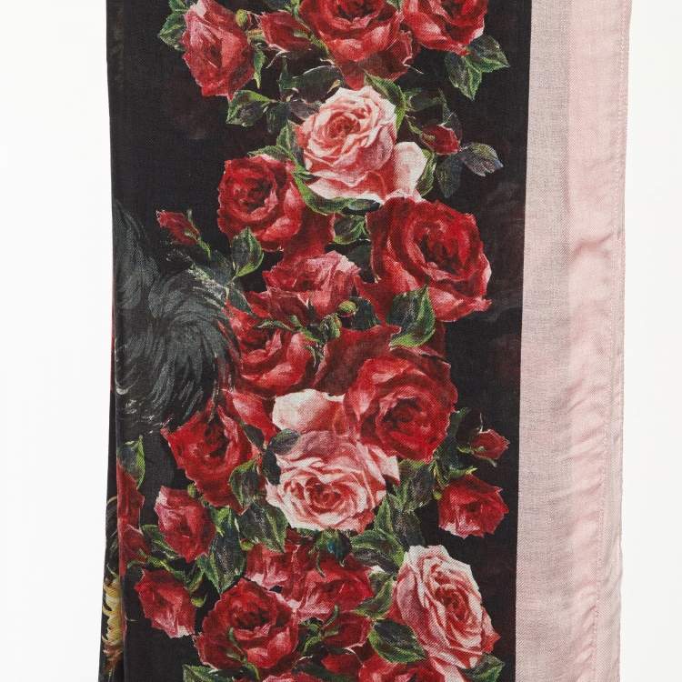 Pre Owned Dolce & Gabbana Multicolor Floral Print Fabric Scarf