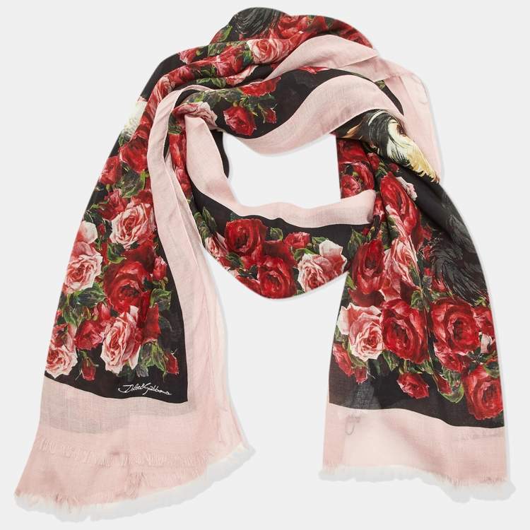 Pre Owned Dolce & Gabbana Multicolor Floral Print Fabric Scarf