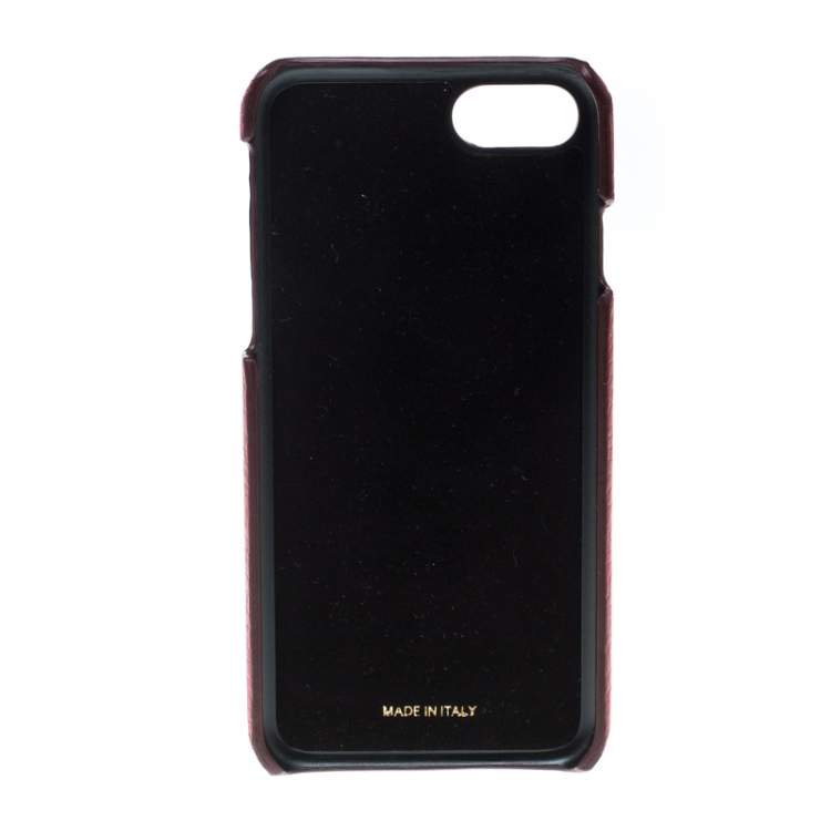 Pre Owned Dolce & Gabbana Red Leather Embellished #dgfamily Patch Iphone 6 Case