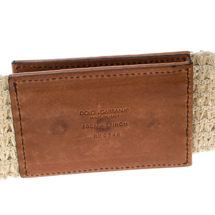 Pre Owned Dolce & Gabbana Beige/Brown Fabric Elastic Belt 80cm