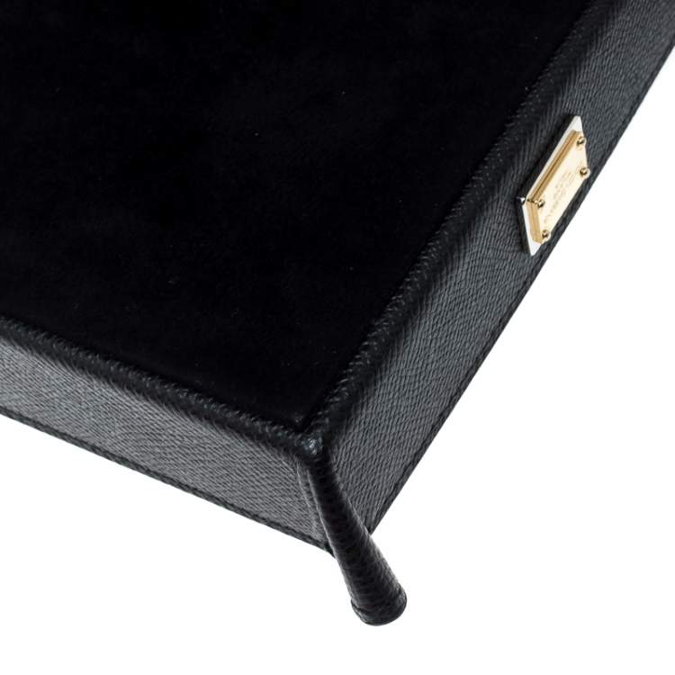 Pre Owned Dolce & Gabbana Black Leather Accessories Tray Plate  