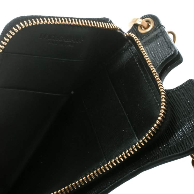 Pre Owned Dolce & Gabbana Black/Metallic Silver Leather Phone Case