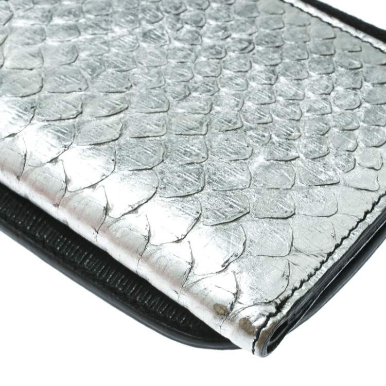 Pre Owned Dolce & Gabbana Black/Metallic Silver Leather Phone Case