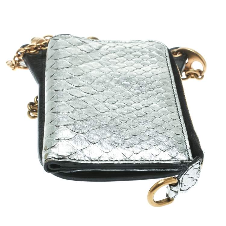 Pre Owned Dolce & Gabbana Black/Metallic Silver Leather Phone Case