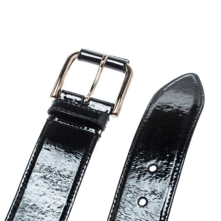 Pre Owned Dolce & Gabbana Black Patent Leather Belt Size 85CM