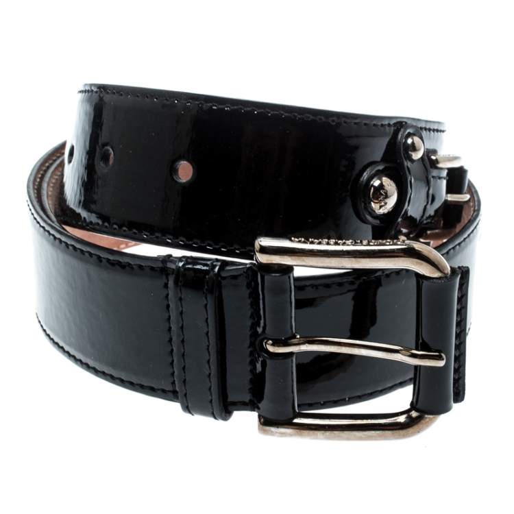 Pre Owned Dolce & Gabbana Black Patent Leather Belt Size 85CM