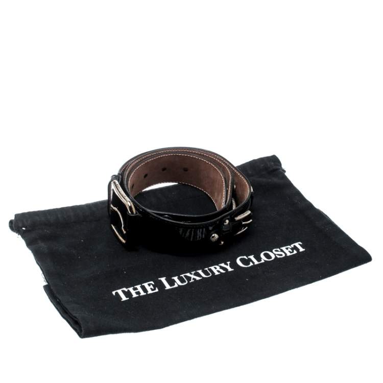 Pre Owned Dolce & Gabbana Black Patent Leather Belt Size 85CM