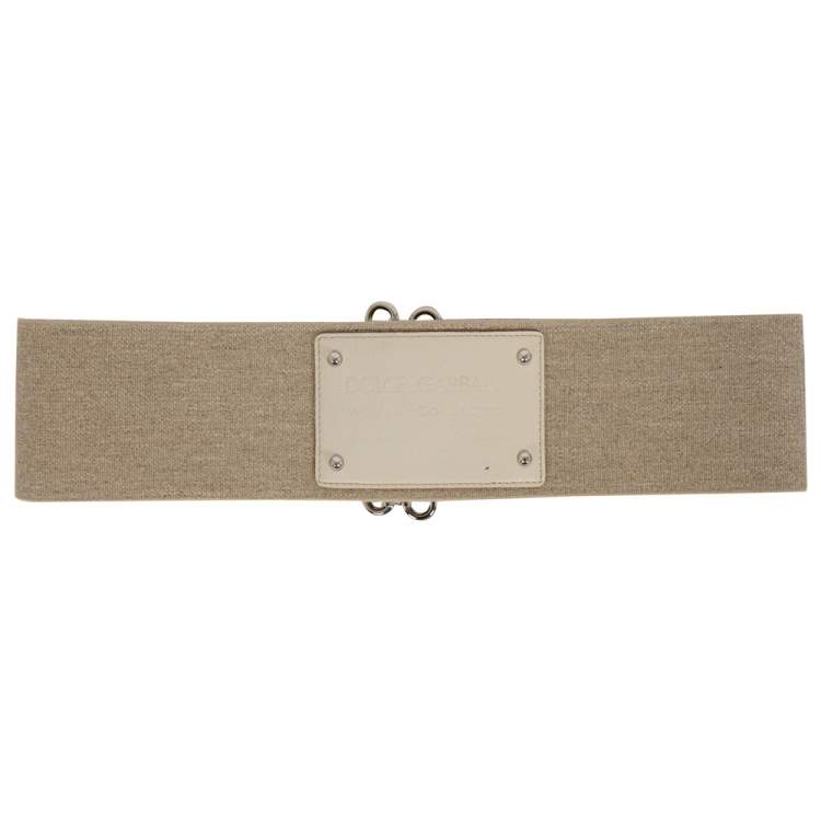 مملوكة مسبقًا Dolce & Gabbana Beige Canvas and Leather Elastic Waist Belt 90CM