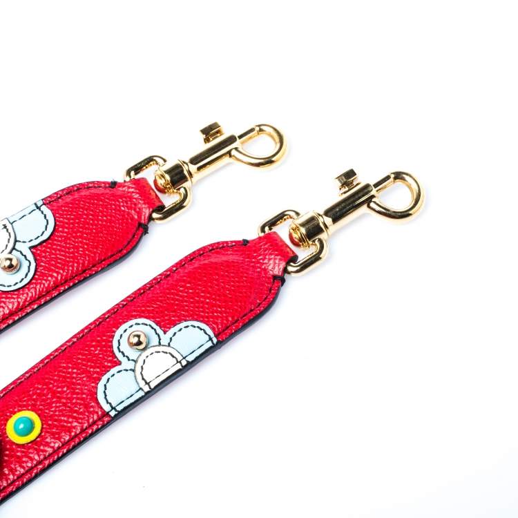 Pre Owned Dolce & Gabbana Multicolor Floral Leather Studded Bag Strap