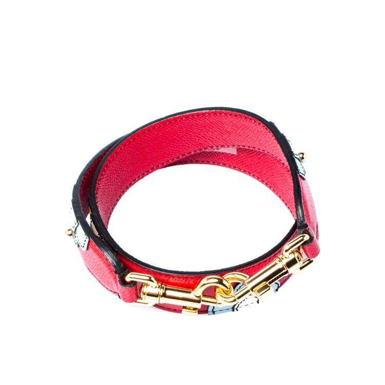 Pre Owned Dolce & Gabbana Multicolor Floral Leather Studded Bag Strap