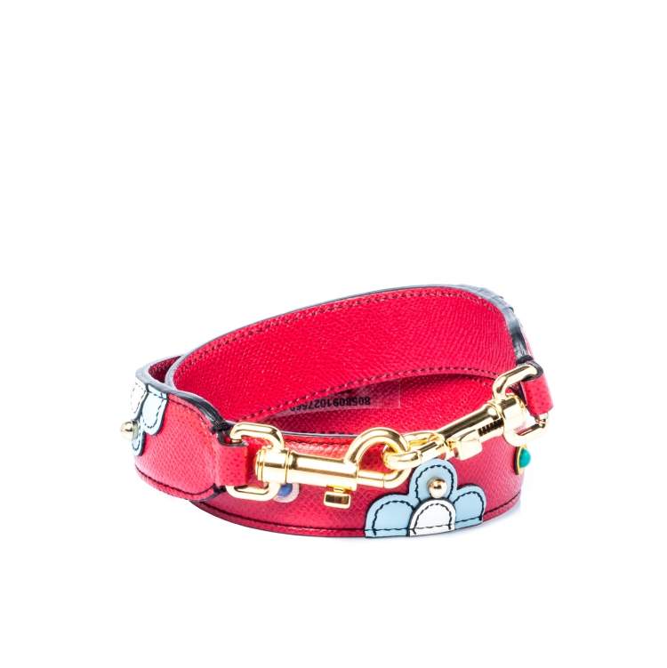 Pre Owned Dolce & Gabbana Multicolor Floral Leather Studded Bag Strap