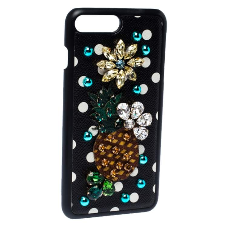 Pre Owned Dolce & Gabbana Multicolor Jewel Embellished Leather iPhone Cover