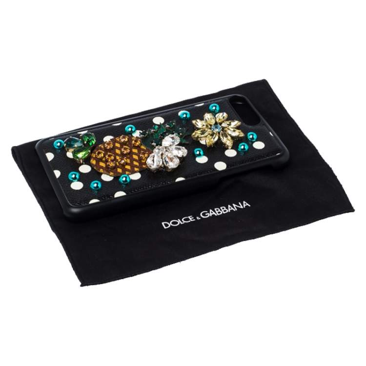Pre Owned Dolce & Gabbana Multicolor Jewel Embellished Leather iPhone Cover
