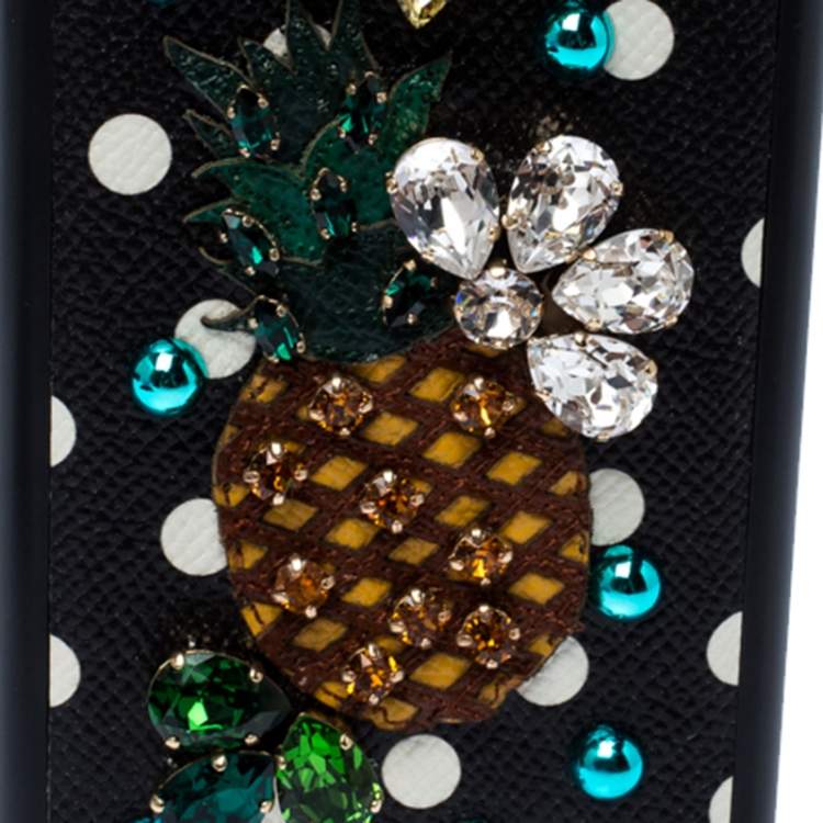 Pre Owned Dolce & Gabbana Multicolor Jewel Embellished Leather iPhone Cover