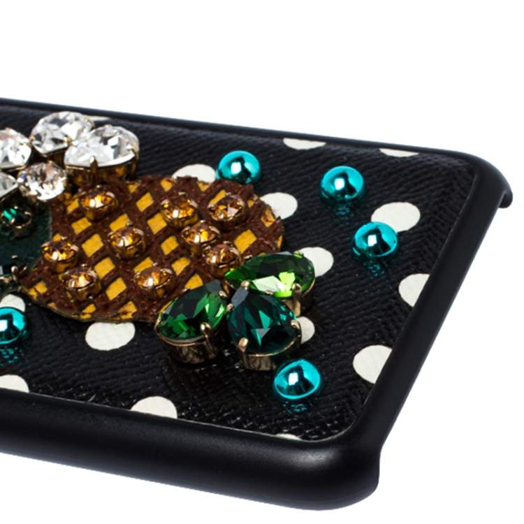 Pre Owned Dolce & Gabbana Multicolor Jewel Embellished Leather iPhone Cover
