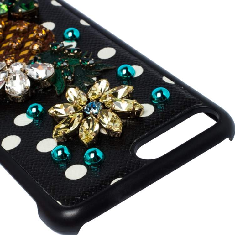 Pre Owned Dolce & Gabbana Multicolor Jewel Embellished Leather iPhone Cover