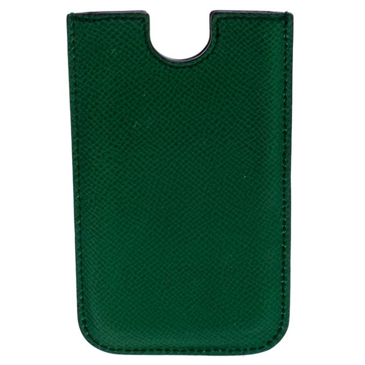 Pre Owned Dolce & Gabbana Green Leather iPhone 4 Case