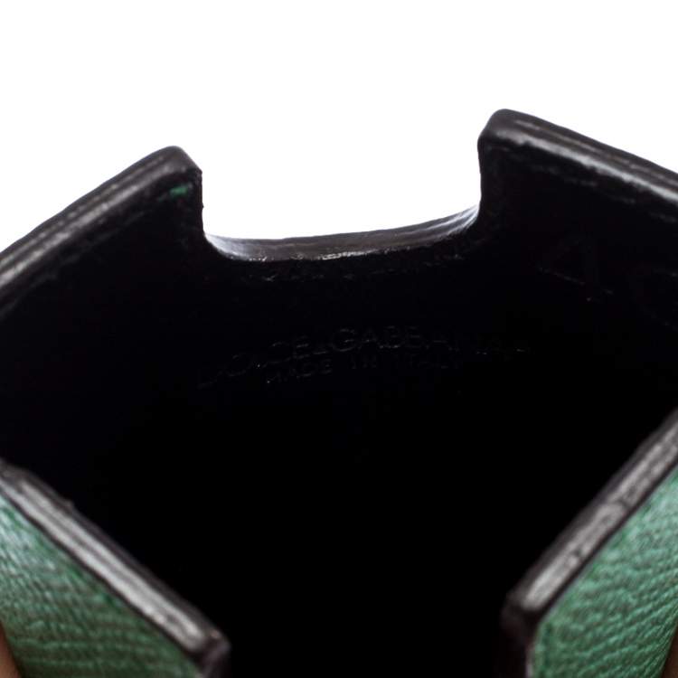Pre Owned Dolce & Gabbana Green Leather iPhone 4 Case