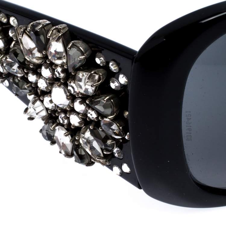 Pre Owned Dolce & Gabbana Black DG 4040-G Crystal Embellished Oversize Sunglasses