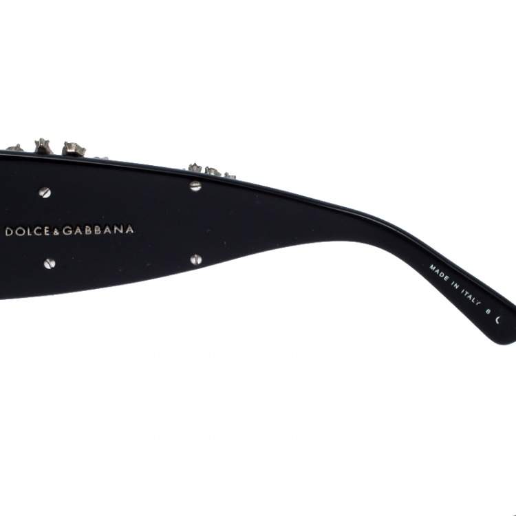 Pre Owned Dolce & Gabbana Black DG 4040-G Crystal Embellished Oversize Sunglasses