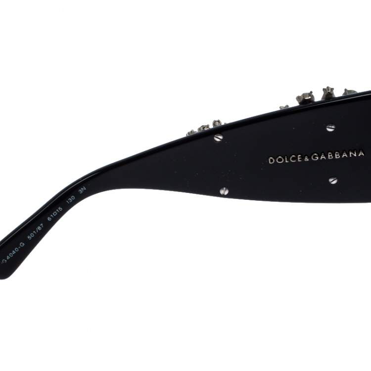 Pre Owned Dolce & Gabbana Black DG 4040-G Crystal Embellished Oversize Sunglasses
