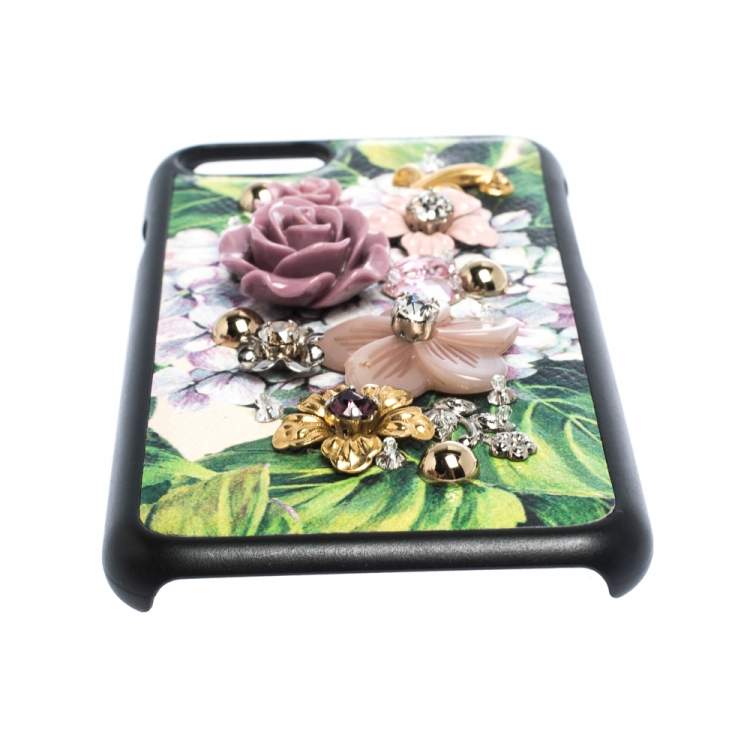 Pre Owned Dolce & Gabbana Multicolor Floral Embellished Leather iPhone 7 Case