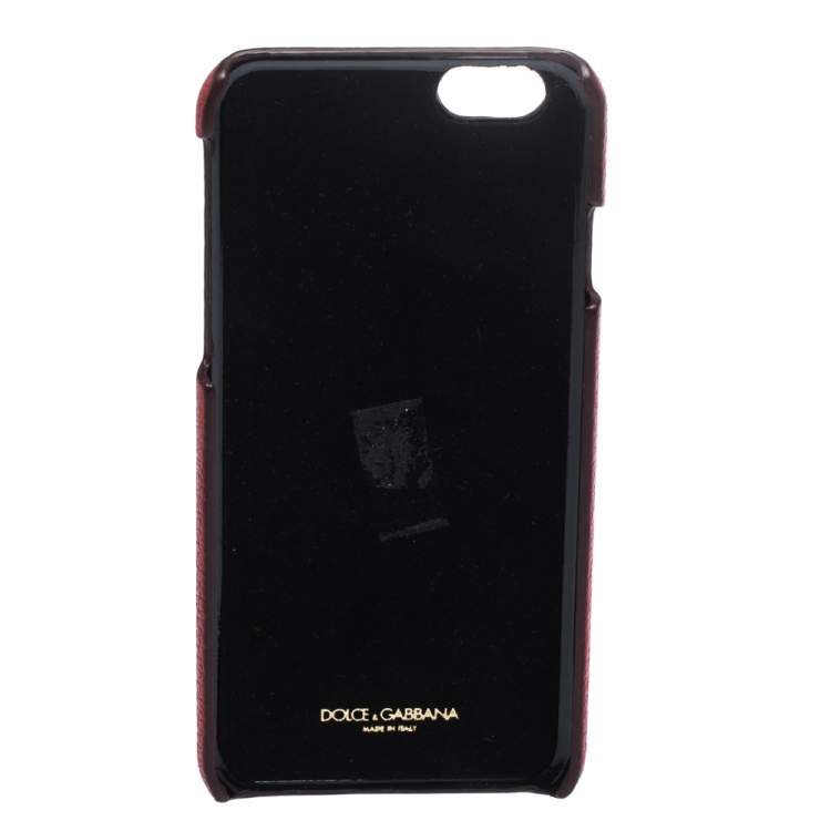 Pre Owned Dolce & Gabbana Red/Mustard Embellished Leather iPhone 6 Case