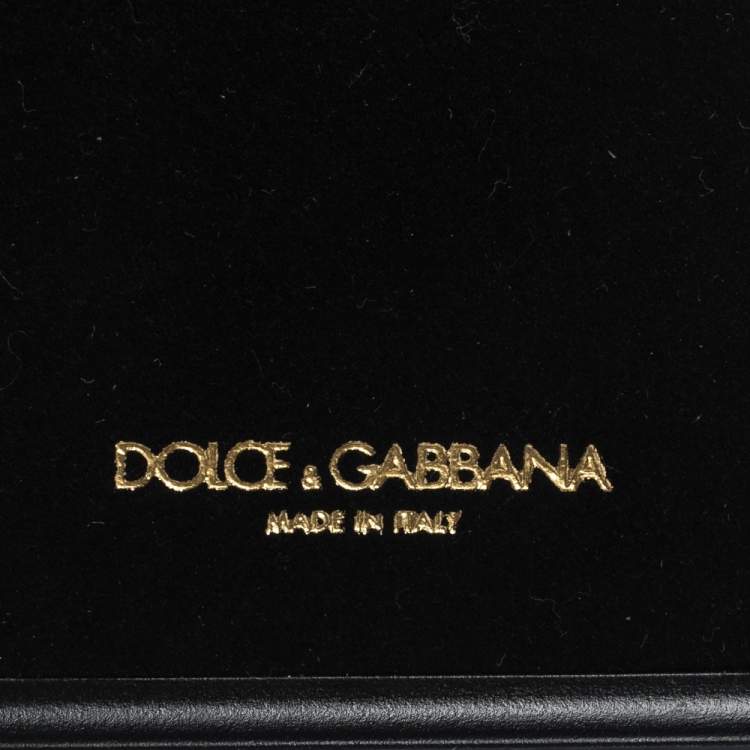 Pre Owned Dolce & Gabbana Black/White Polka Dots Leather Crystal Embellished iPhone 7 Case
