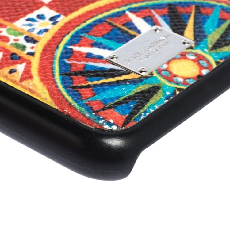 Pre Owned Dolce & Gabbana Multicolor Printed Leather iPhone 7 Case