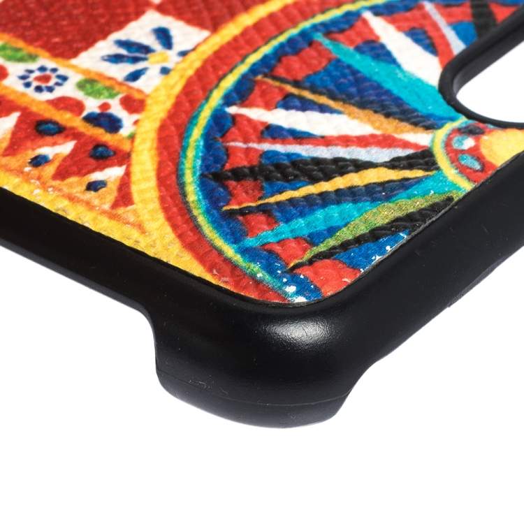 Pre Owned Dolce & Gabbana Multicolor Printed Leather iPhone 7 Case