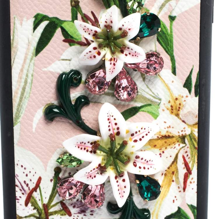 Pre Owned Dolce & Gabbana Multicolor Floral Print Leather Embellished iPhone X Case