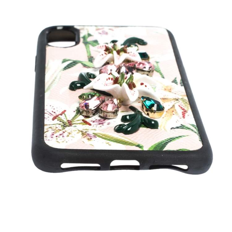 Pre Owned Dolce & Gabbana Multicolor Floral Print Leather Embellished iPhone X Case
