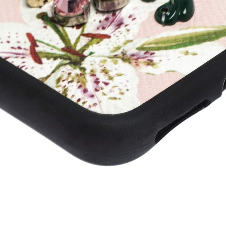Pre Owned Dolce & Gabbana Multicolor Floral Print Leather Embellished iPhone X Case
