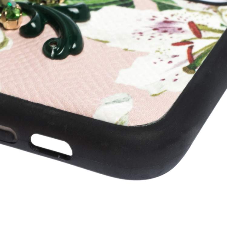 Pre Owned Dolce & Gabbana Multicolor Floral Print Leather Embellished iPhone X Case