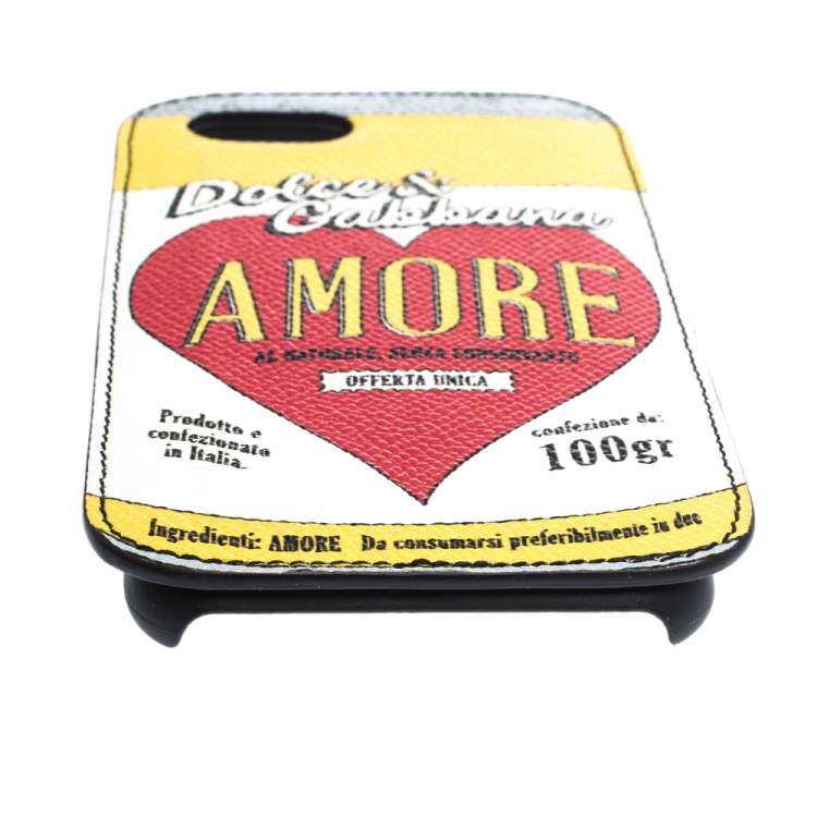 Pre Owned Dolce & Gabbana Multicolor Amore Print Leather iPhone 7 Case