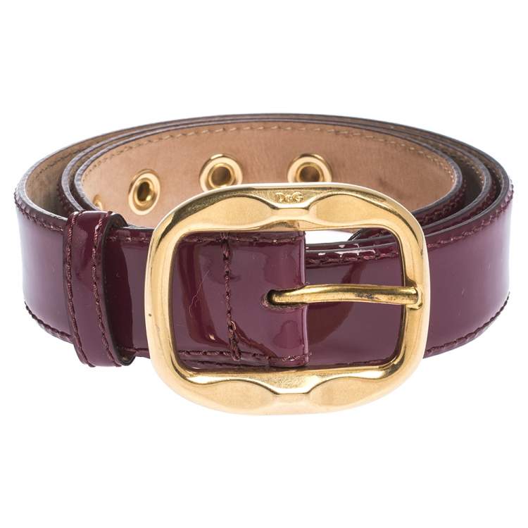 Pre Owned Dolce & Gabbana Burgundy Patent Leather Belt 85CM