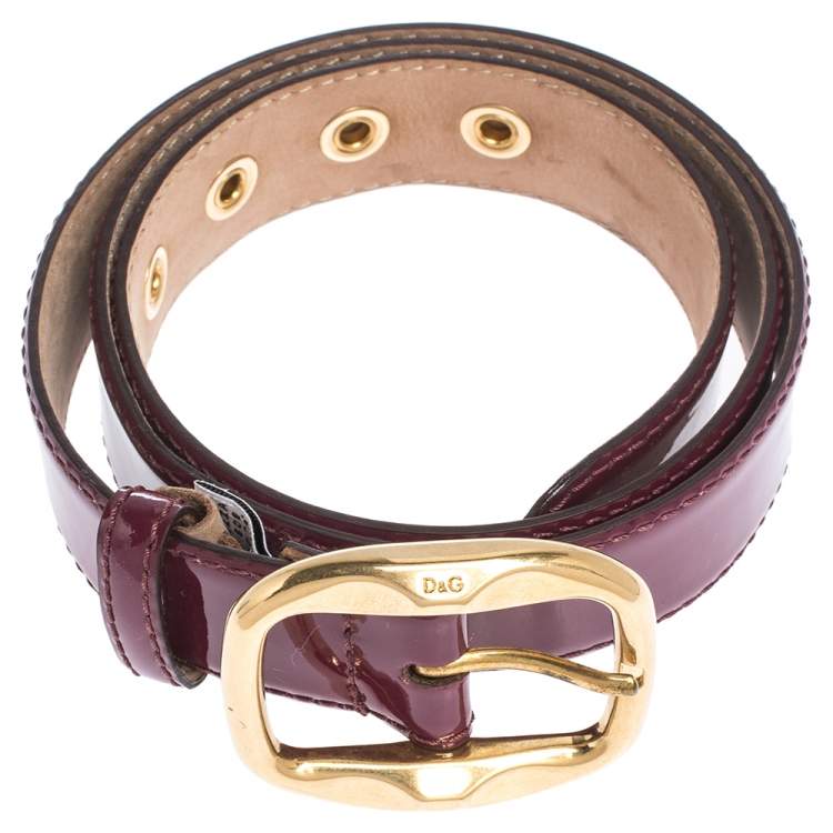 Pre Owned Dolce & Gabbana Burgundy Patent Leather Belt 85CM