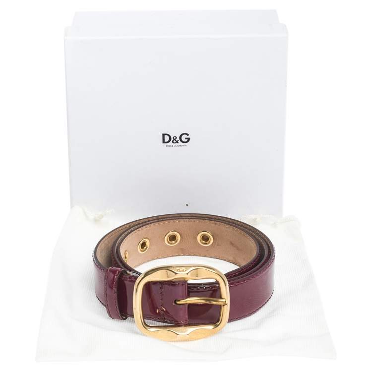 Pre Owned Dolce & Gabbana Burgundy Patent Leather Belt 85CM