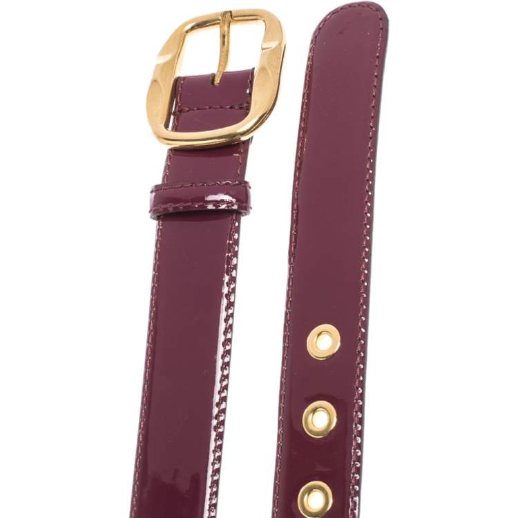 Pre Owned Dolce & Gabbana Burgundy Patent Leather Belt 85CM