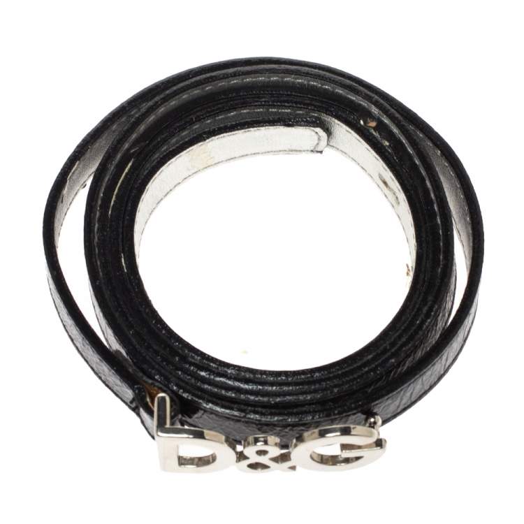 Pre Owned Dolce & Gabbana Black Patent Leather Belt 95CM